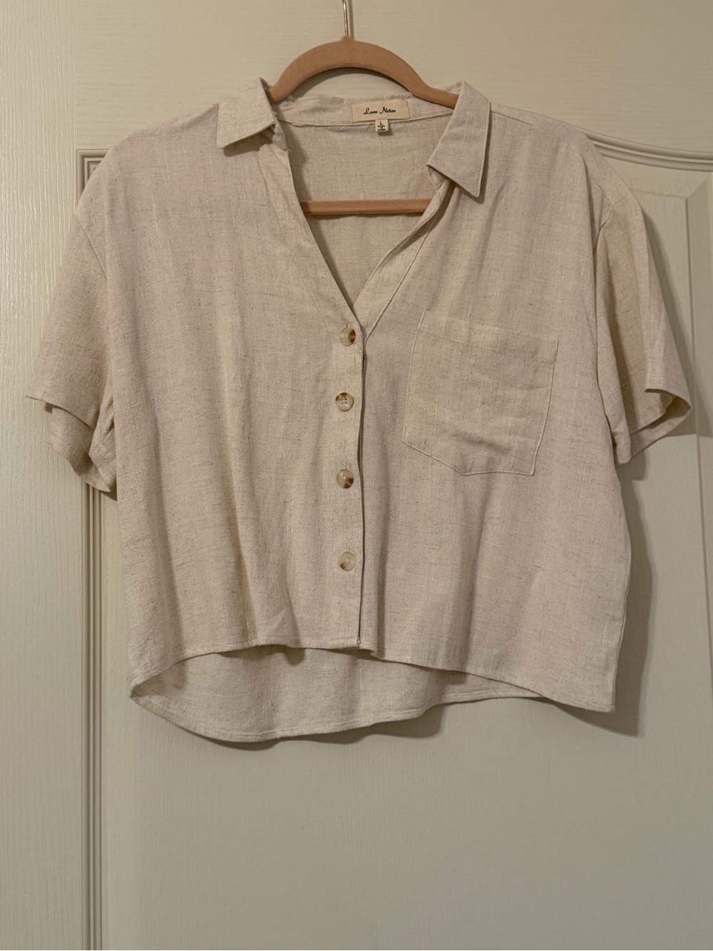 Love Notes Cream Button-Front Crop Shirt